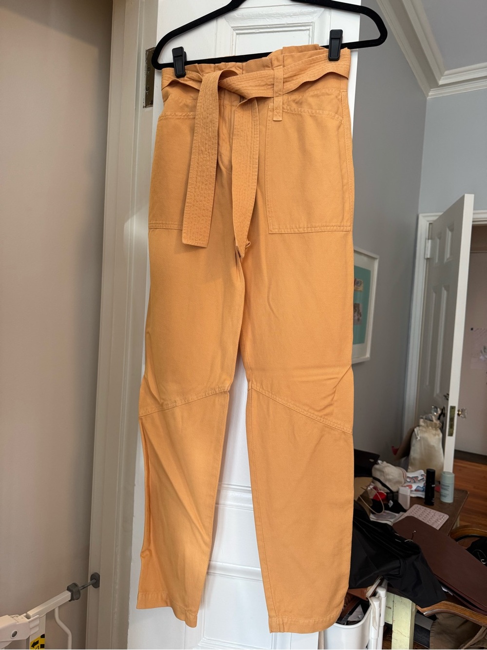 ALC High-Waist Paperbag Belted Pants in Warm Camel